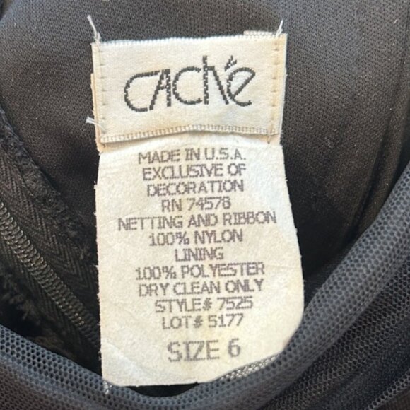 Cache Black Pink Ribbon Strapless Ruched Tulle Mesh Handkerchief Dress Y2K 90s 6 - Picture 6 of 6